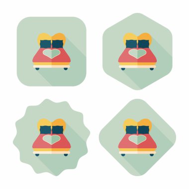 Sevgililer sevgilisi yatak düz simgesiyle uzun gölge, eps10