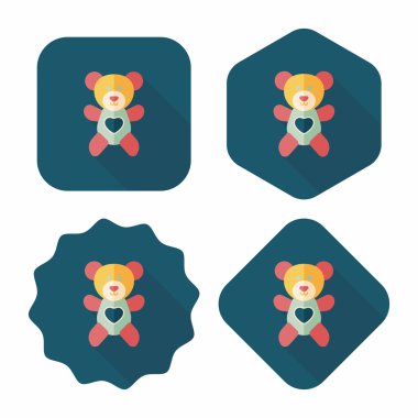 Sevgililer günü hediyesi ayı düz simgesiyle uzun gölge, eps10