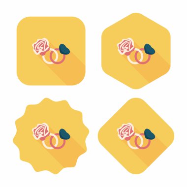 Sevgililer günü elmas yüzük düz simgesiyle uzun gölge, eps10