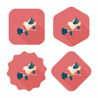 Sevgililer sevgilisi kuş düz simgesi ile uzun gölge, eps10