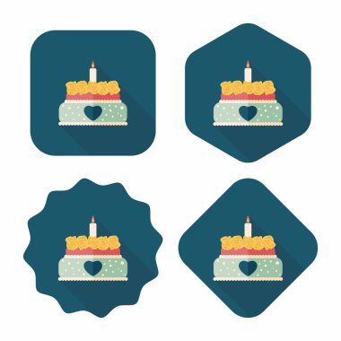 Uzun Gölge, eps10 ile Sevgililer günü pastası düz simgesi