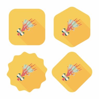 Sevgililer Günü çiçekleri uzun gölgeli düz ikon, eps10