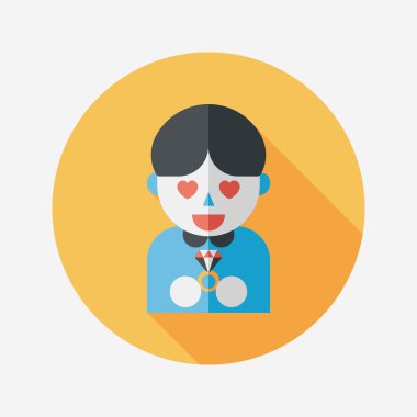 Düğün damat uzun gölge, eps10 düz simgesiyle