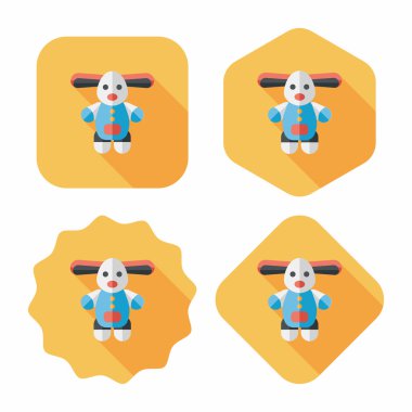 oyuncak köpek düz simgesi ile uzun gölge, eps10