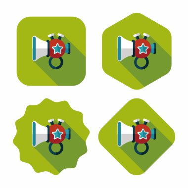 trompet veya boynuzu oyuncak düz simgesi ile uzun gölge, eps10