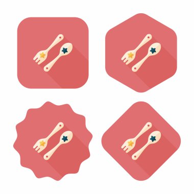 Uzun Gölge, eps10 düz simgesiyle dishware ve çatal bıçak takımı