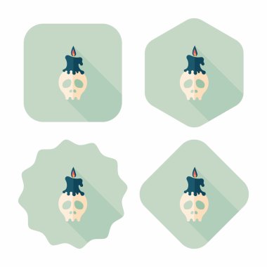 Kafatası düz simgesi ile uzun gölge, eps10