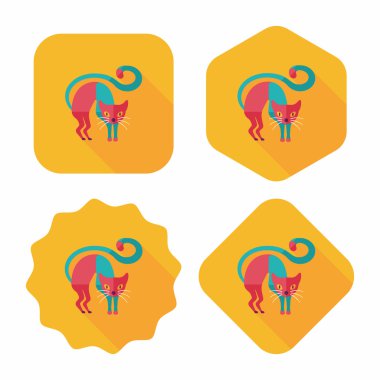 kötü kedi düz simgesi ile uzun gölge, eps10