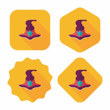 Cadı şapkası düz simgesi ile uzun gölge, eps10