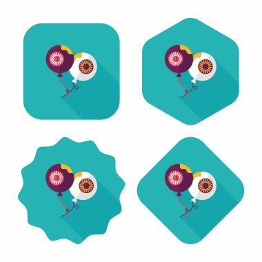 Cadılar Bayramı balonlar düz simgesi ile uzun gölge, eps10