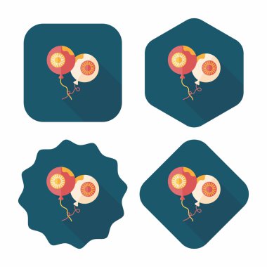 Cadılar Bayramı balonlar düz simgesi ile uzun gölge, eps10