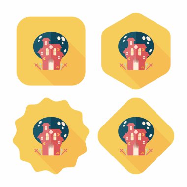 Uzun Gölge, eps10 ile Halloween house düz simgesi