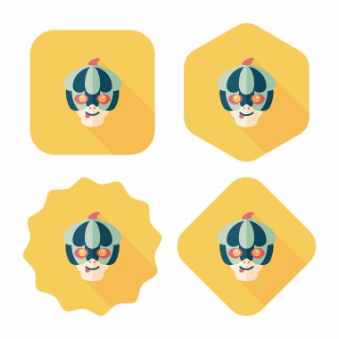 Balkabağı canavarı düz simgesi ile uzun gölge, eps10