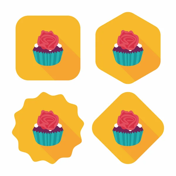 Aftelkalender voor Valentijnsdag cupcake platte pictogram met lange schaduw, eps10 — Stockvector