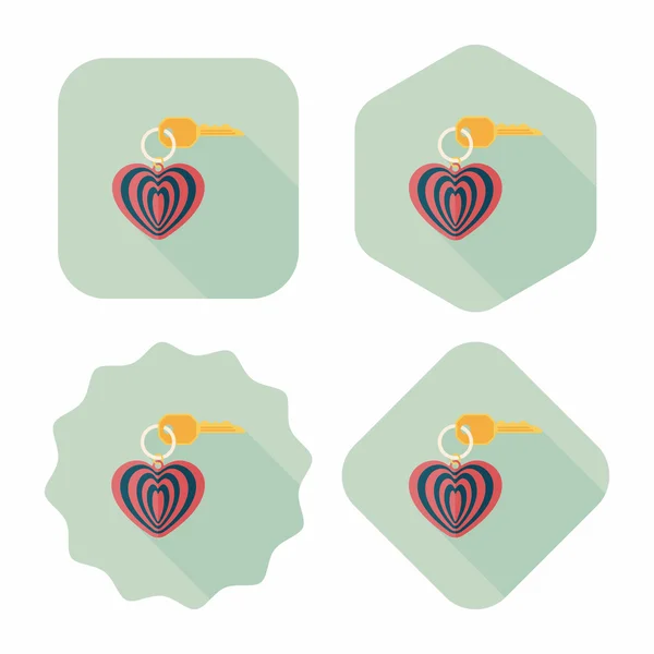 Valentýna milence keychain ploché ikony s dlouhý stín, eps10 — Stockový vektor