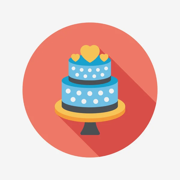 Gâteau de mariage icône plate avec ombre longue, eps10 — Image vectorielle