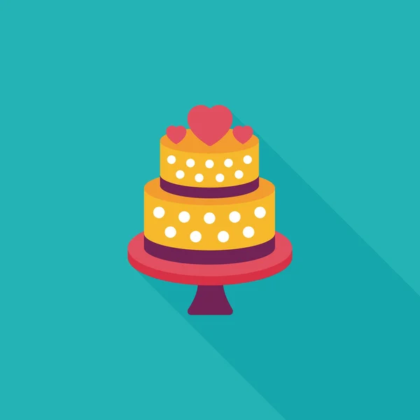 Gâteau de mariage icône plate avec ombre longue, eps10 — Image vectorielle