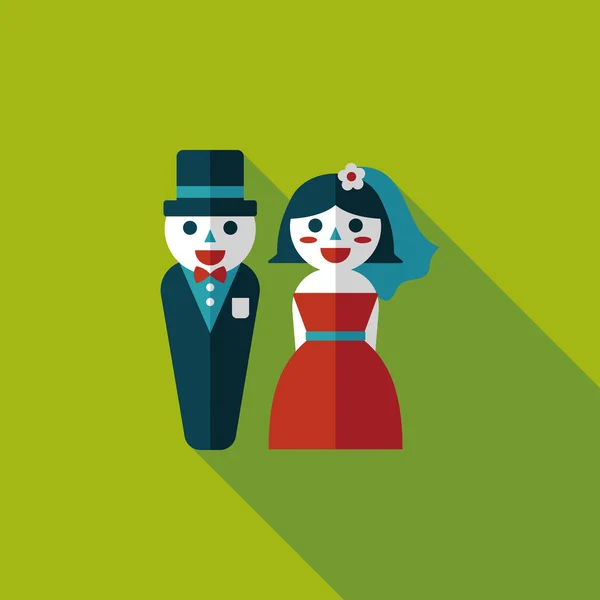 Pareja de boda icono plano con sombra larga, eps10 — Vector de stock