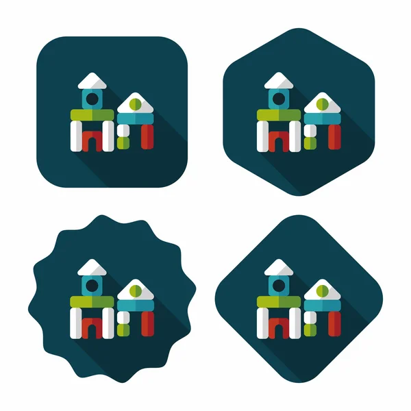 Brick house flat ikonen med långa skugga — Stock vektor