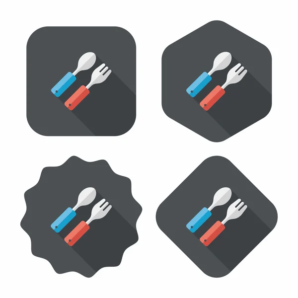 Vaisselle et couverts icône plate avec ombre longue, eps10 — Image vectorielle