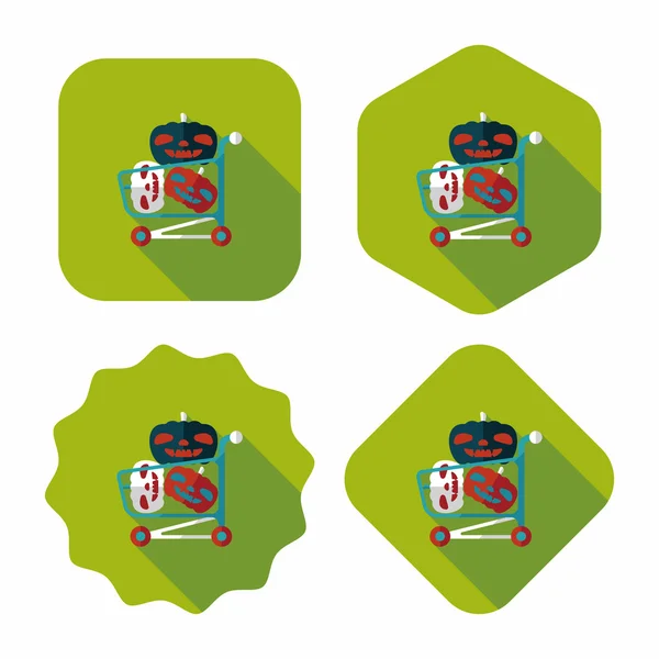 Citrouille shopping icône plate avec ombre longue, eps10 — Image vectorielle
