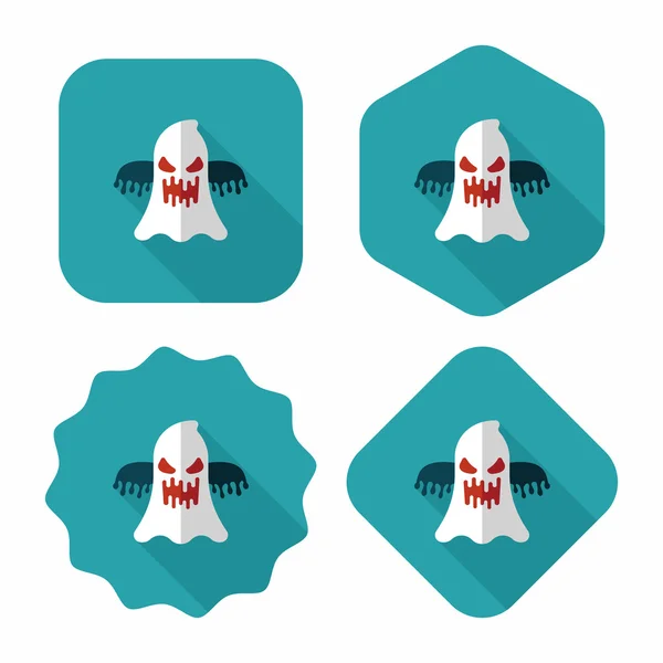 Halloween ghost flat icon with long shadow,eps10 — Stock Vector