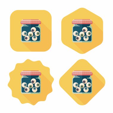 Cadılar Bayramı göz düz simgesi ile uzun gölge, eps10