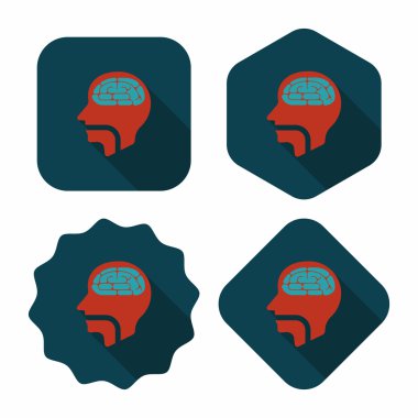 beyin uzun gölge düz simgesi