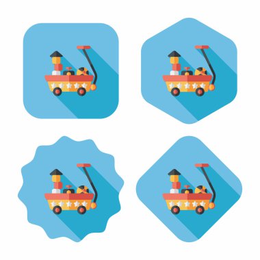 oyuncak sepeti düz simgesi ile uzun gölge, eps10