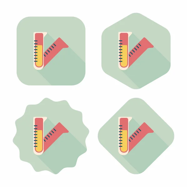 Reageerbuis platte pictogram met lange schaduw — Stockvector