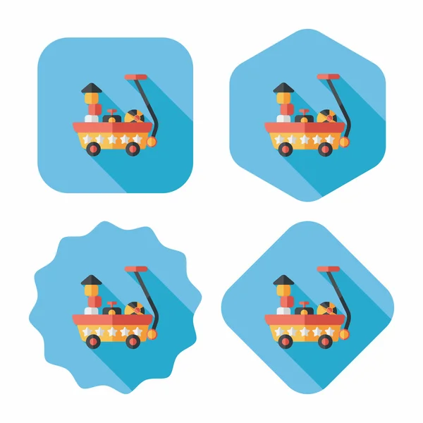 Speelgoed kar platte pictogram met lange schaduw, eps10 — Stockvector