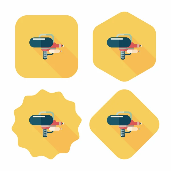 Water gun automatische waterpistool platte pictogram met lange schaduw — Stockvector