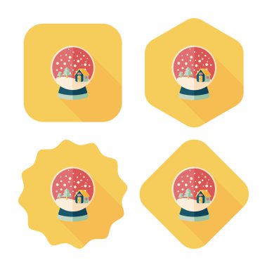 Snow globe ve hediyeler uzun gölge, eps 10 düz simgesi