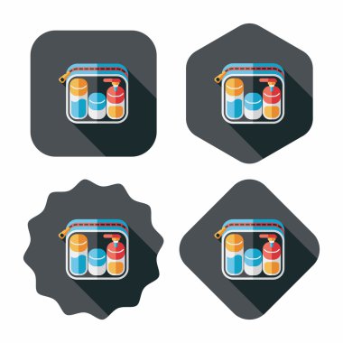 uzun gölge ile kozmetik kapları düz simgesi