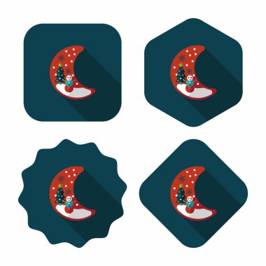 üç tekerlekli motorlu çekçek, uzun gölge ile düz simgesi