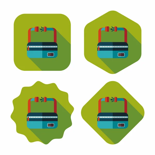 Sac de voyage, icône plate avec ombre longue — Image vectorielle