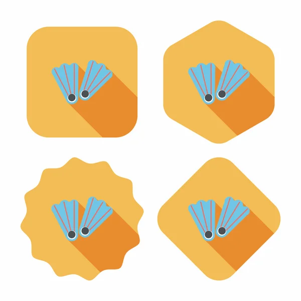 Flippers voor duiken platte pictogram met lange schaduw — Stockvector