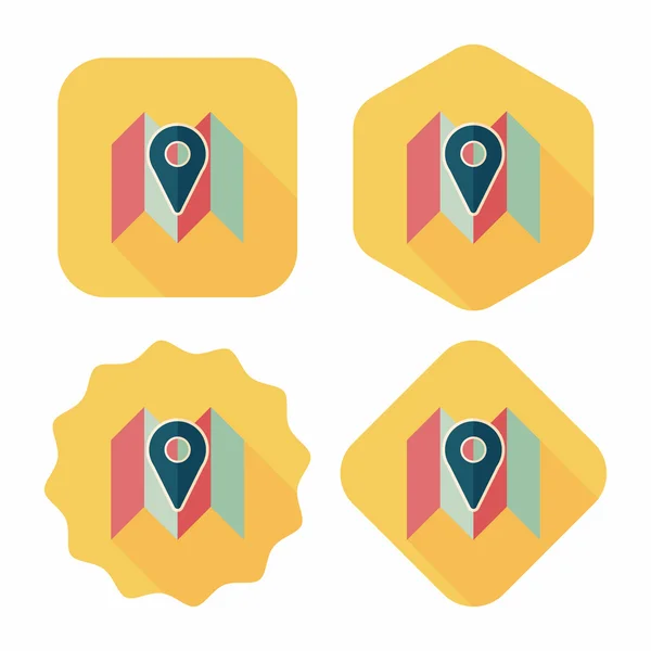 Map location flat icon with long shadow — Stock Vector