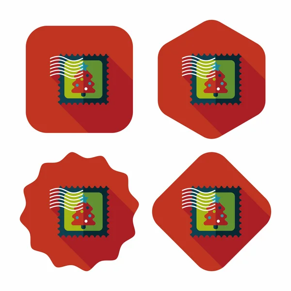 Timbre de Noël icône plate avec ombre longue, eps10 — Image vectorielle