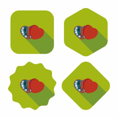 Uzun Gölge, eps10 ile Sevgililer günü çikolata düz simgesi