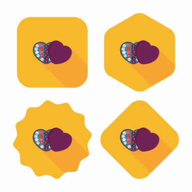 Uzun Gölge, eps10 ile Sevgililer günü çikolata düz simgesi