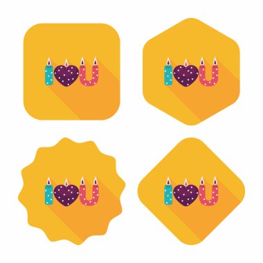 Sevgililer günü mum uzun gölge, eps10 düz simgesiyle