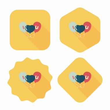 Uzun Gölge, eps10 ile Sevgililer günü ballons düz simgesi