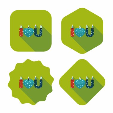 Sevgililer günü mum uzun gölge, eps10 düz simgesiyle