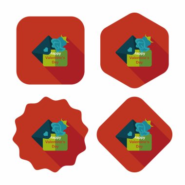 Sevgililer günü aşk mektubu düz simgesiyle uzun gölge, eps10