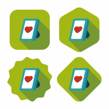 Sevgililer günü fotoğraf çerçevesi düz simgesi ile uzun gölge, eps10