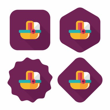 Bebek beşik yatak düz simgesiyle uzun gölge, eps10