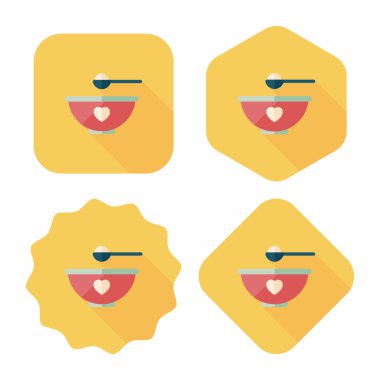 Bebek gıda kase düz simgesiyle uzun gölge, eps10