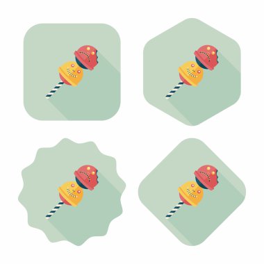 Cadılar bayramı şekeri düz simgesi ile uzun gölge, eps10