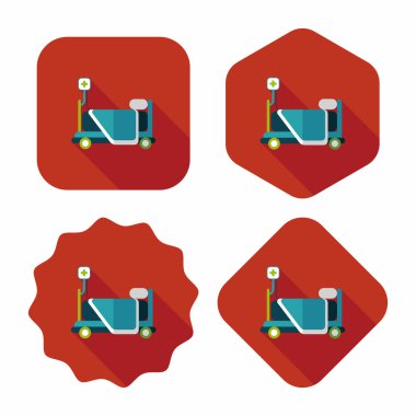 uzun gölge ile hastane yatak düz simgesi